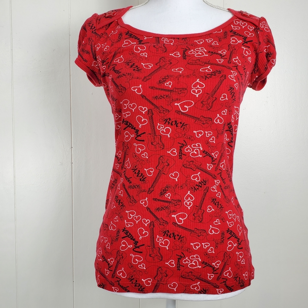 Fender guitar baby doll short sleeve shirt